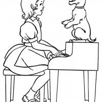 funny dog on piano pictures to color