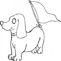 funny dog pictures to color with flag attached on tail