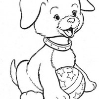 dog playing with ball coloring pages
