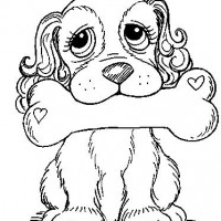 dog with bone in mouth coloring pages