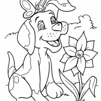 dog with flower coloring pages